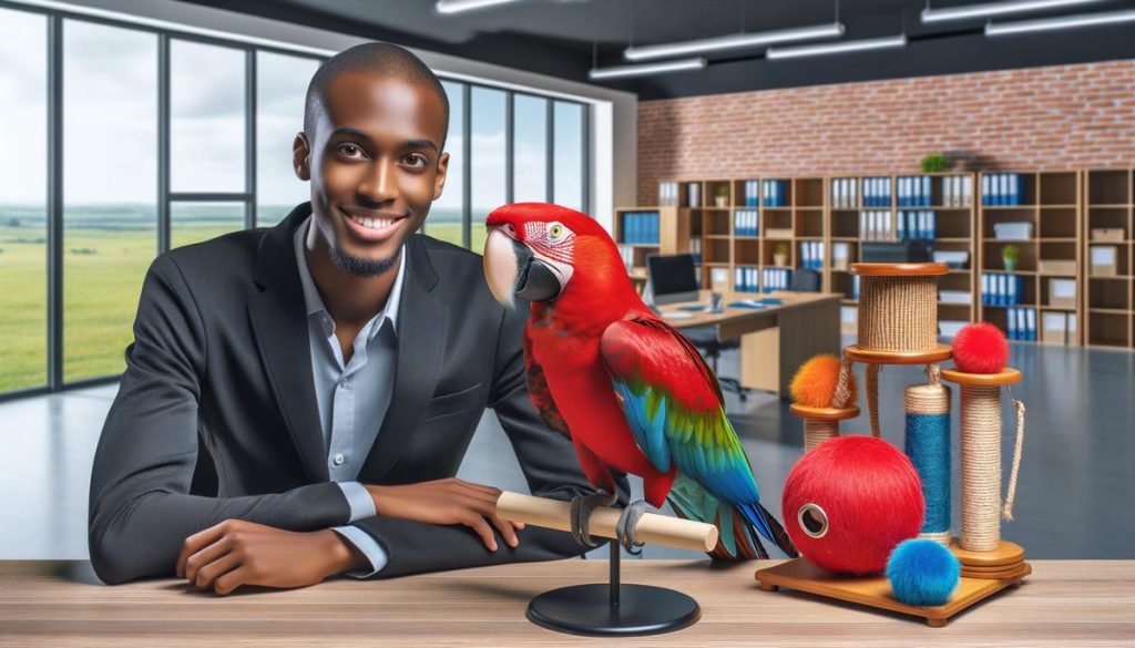 scarlet-macaw-in-workplace