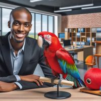 scarlet-macaw-in-workplace