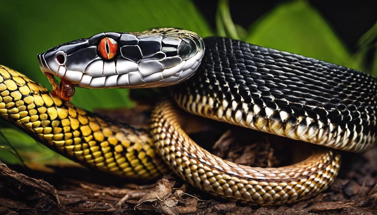 An image of a snake eating a rodent, showcasing its carnivorous diet.