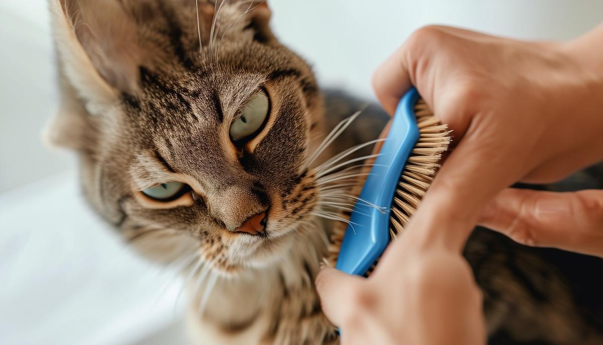 Sokoke cat being gently brushed by its owner, illustrating its low-maintenance grooming needs