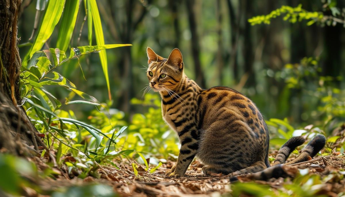 Sokoke cat in its natural habitat, the Arabuko Sokoke Forest in Kenya